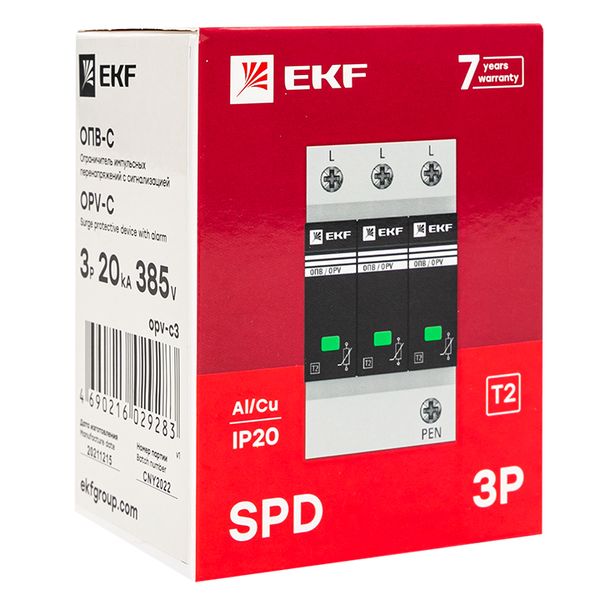 Ограничитель импульсных напряжений ОПВ-C/3P In 20кА 440В с сигн. EKF