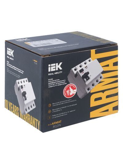 ARMAT Выключатель дифференциального тока R10N 4P 63А 300мА тип AC IEK