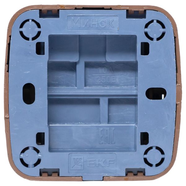 Выключатель 1-клавишный ОП Минск 10А с индикатором тёмное дерево EKF