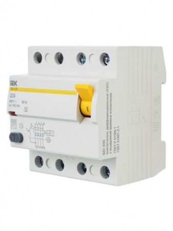 Выключатель дифференциальный (УЗО) ВД1-63S 4Р 32А 100мА IEK