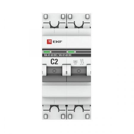 Автоматический выключатель ВА 47-63 DC 2P 2А (C) 6кА EKF PROXIMA