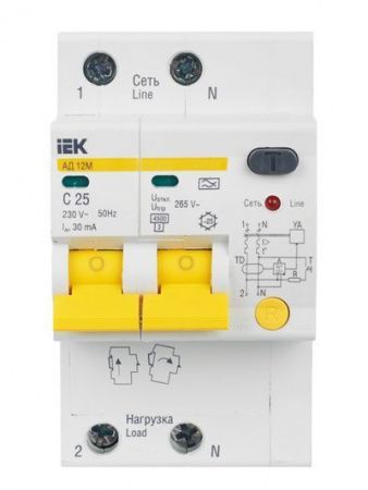 KARAT Дифференциальный автомат АД12M 2P C25 30мА тип A IEK