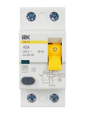 Выключатель дифференциальный (УЗО) ВД1-63 2Р 40А 30мА IEK