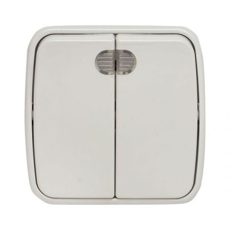 Минск Выключатель 2-клавишный ОП 10А с индикатором белый EKF Basic