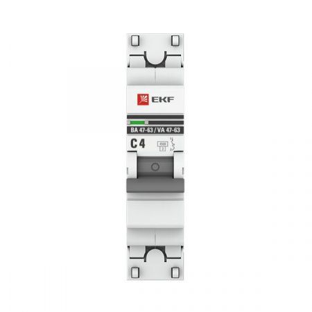 Выкл.автом.  1П   4А  хар-ка C  4,5кА  EKF  ВА47-63  PROxima