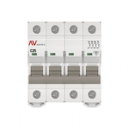 Выключатель автоматический AV-6 4P 25A (C) 6kA EKF AVERES