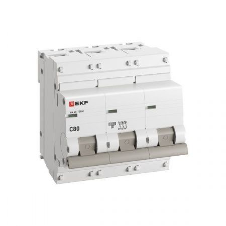 Автоматический выключатель ВА 47-100M 3P 80А (C) 10kA без теплового расцепителя EKF PROXIMA