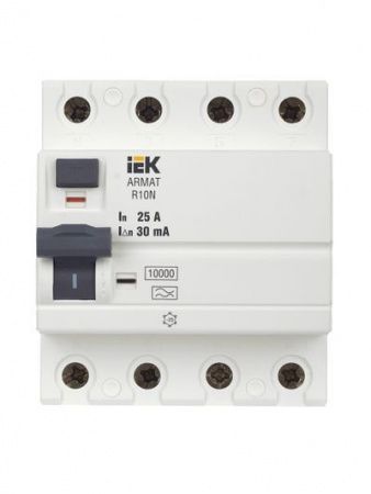 ARMAT Выключатель дифференциального тока R10N 4P 25А 30мА тип A IEK