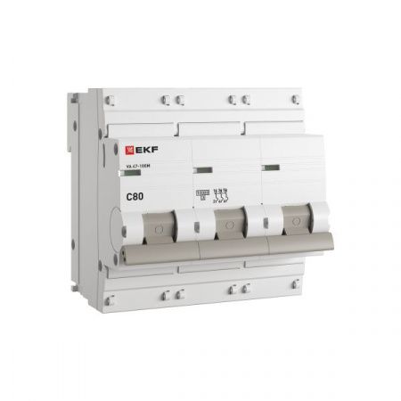 Автоматический выключатель ВА 47-100M 3P 80А (C) 10kA без теплового расцепителя EKF PROXIMA