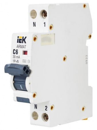 ARMAT Автоматический выключатель дифференциального тока B06S 1P+NP C6 30мА тип A (18мм) IEK