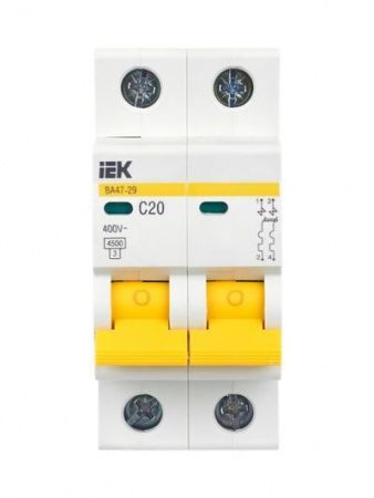 KARAT Автоматический выключатель ВА47-29 2P C 20А 4,5кА IEK