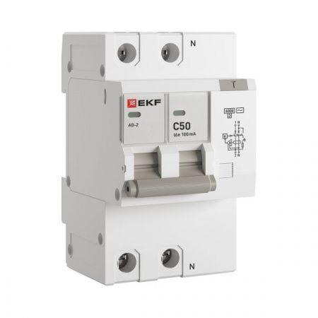 Автоматический выключатель дифференциального тока АД-2 2Р 50А характеристика C 100мА тип АС электронный 6кА PROXIMA EKF