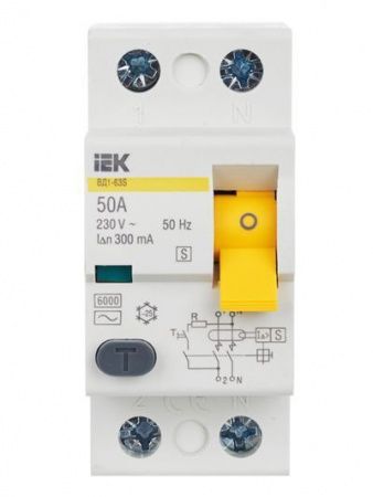 Выключатель дифференциальный (УЗО) ВД1-63S 2Р 50А 300мА IEK