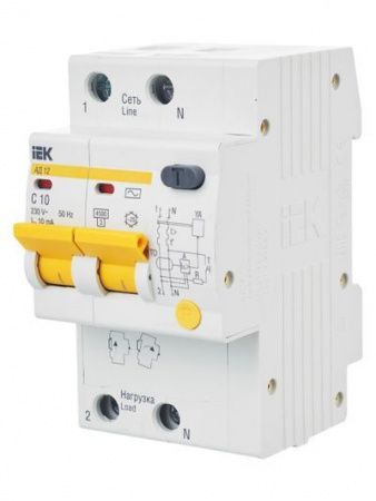 KARAT Дифференциальный автомат АД12 2P 10А 10мА тип AC IEK