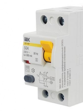 Выключатель дифференциальный (УЗО) ВД1-63S 2Р 50А 300мА IEK