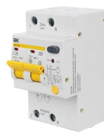 KARAT Дифференциальный автомат АД12M 2P C25 30мА тип A IEK