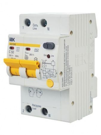 KARAT Дифференциальный автомат АД12MS 2P 50А 100мА тип A IEK