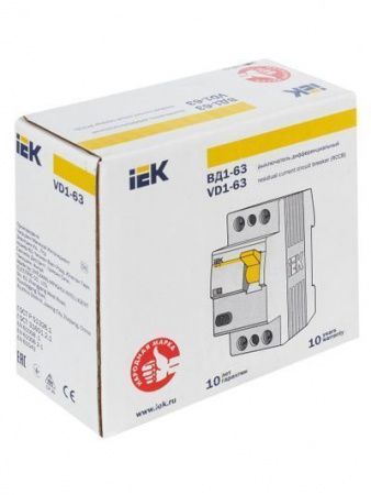 Выключатель дифференциальный (УЗО) ВД1-63 2Р 25А 100мА IEK