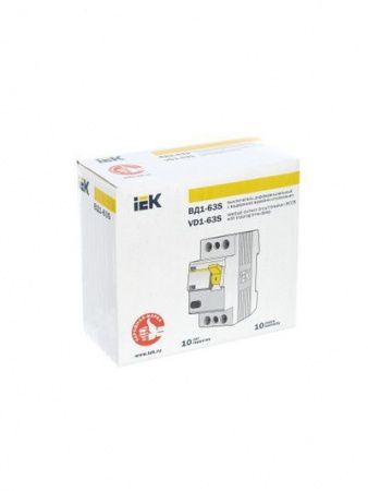 Выключатель дифференциальный (УЗО) ВД1-63S 2Р 50А 300мА IEK